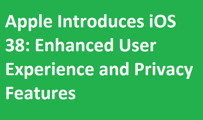 Apple Introduces iOS 38: Enhanced User Experience and Privacy Features